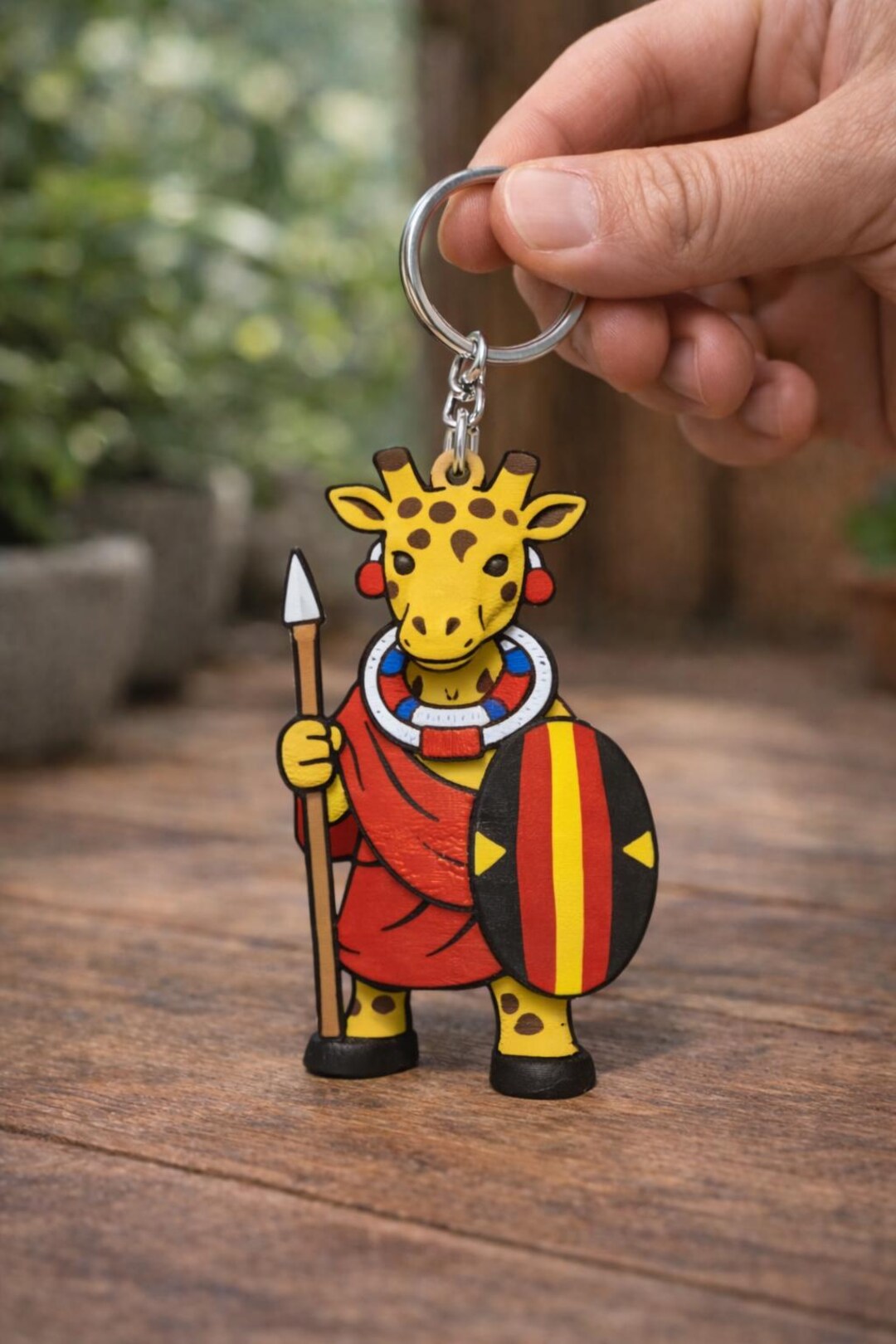 Singular Keychains Hand-painted Maasai Giraffe Keychain - Singular 3D Printed Wildlife Art ...
