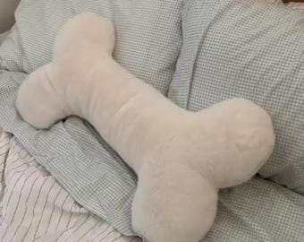 Cozy Bone-Shaped Plush Pillow Soft Minimalist Dog Bone Cushion Cute Decorative Throw Pillow for Bed or Sofa 35cm