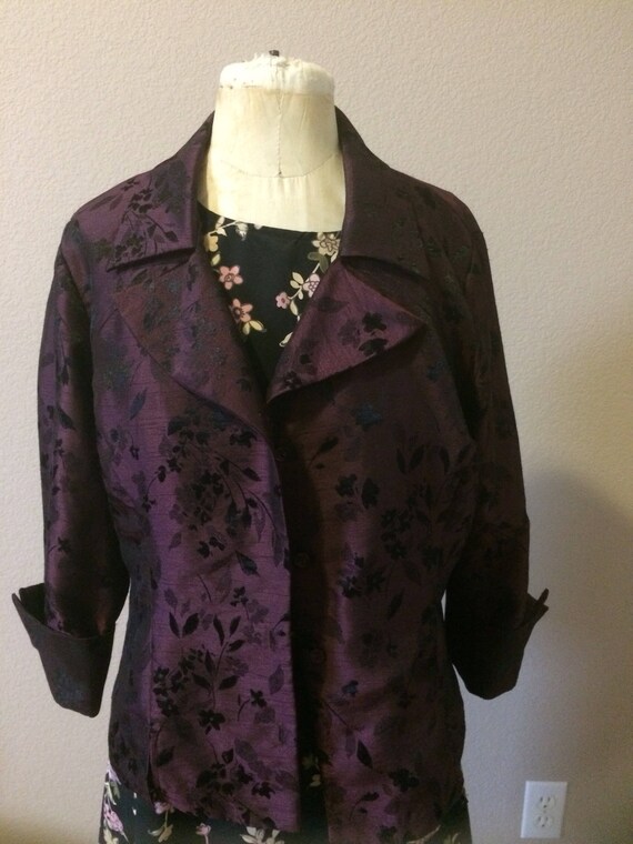 Dress Barn Evening Jacket Burgundy Floral M Etsy