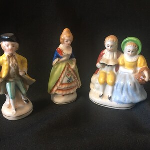 Trio of Occupied Japan Victorian Miniatures.~ Porcelain Miniature Dolls~Penny Dolls