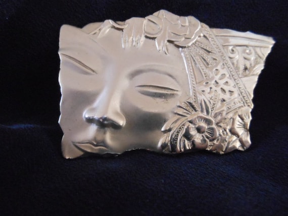 Jonette Jewelry~ "JJ"  Brooch~ Asian~Geisha~Face~… - image 1