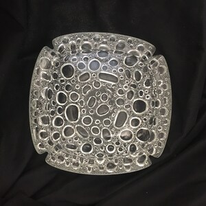 Libbey Heavy Clear Glass Bubble Art Ashtray ~ Mid Century ~ Retro ~ Groovy Glass