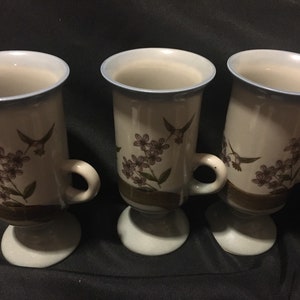 Otagiri Irish Coffee Mugs ~ Hummingbirds and Flowers  ~ Trio of Mugs ~ Japan