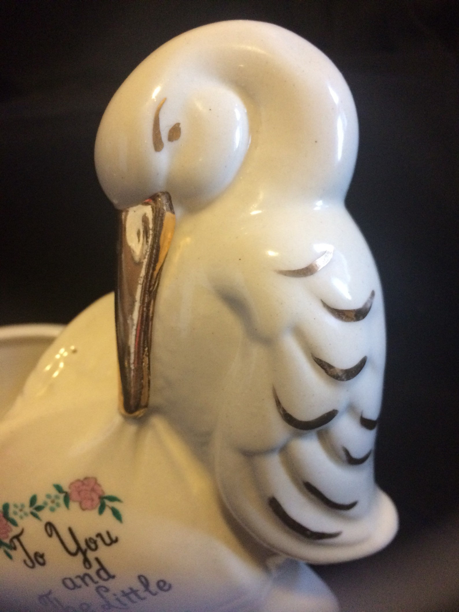 Marietta Pottery Co., Marietta, Ohio White and Gold Stork and