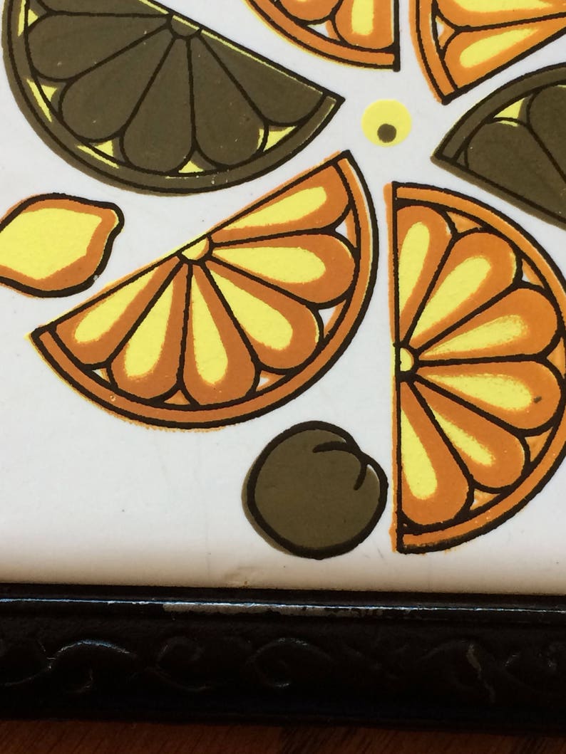 Teapot Shaped Black Metal Trivet Citrus Tile Taiwan Etsy