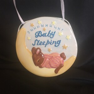 C.R. Gibson - Susan Wheeler - Baby Sleeping Door Hanger - Stock # BDX15 - Sleeping Mouse