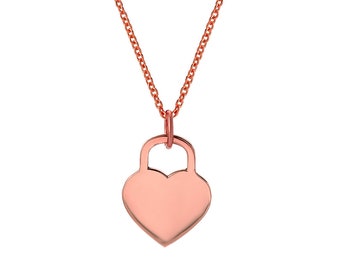 14K Rose Gold Heart Necklace with Free Laser Engraving, Small Heart, Dainty Chain and Charm, Diamond, Gold, Gift