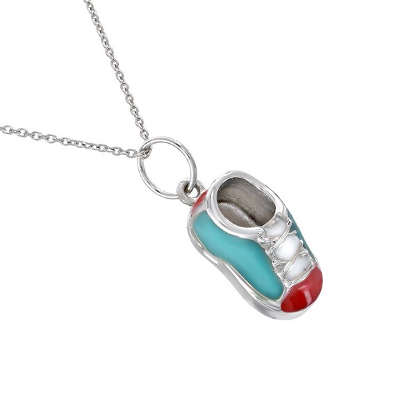 14k White Gold Baby Shoe Necklace With Free Laser Engraving - Gold Baby Shoe Pendant 14k White Gold Baby Shoe Necklace With Free Laser Engraving - Gold Baby Shoe Pendant