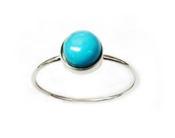 Free Domestic Shipping Sterling Silver Genuine Turquoise Ring Unique, Plain, Blue, Baby Blue, Ring, Silver, Dainty, Simple, Love, Gifts