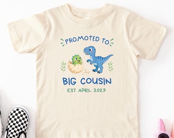 Big Cousin Reveal Shirt | Dinosaur Toddler Tee, Family Announcement Gift