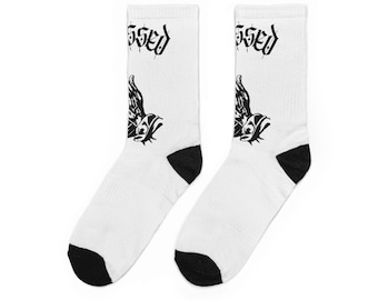 Blessed Praying Hands Crew Socks - Grafiskt vadderade atletiska strumpor