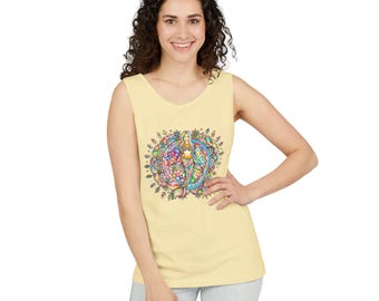 Mermaid Mandala Tank Top- Colorful Boho Mermaid Graphic