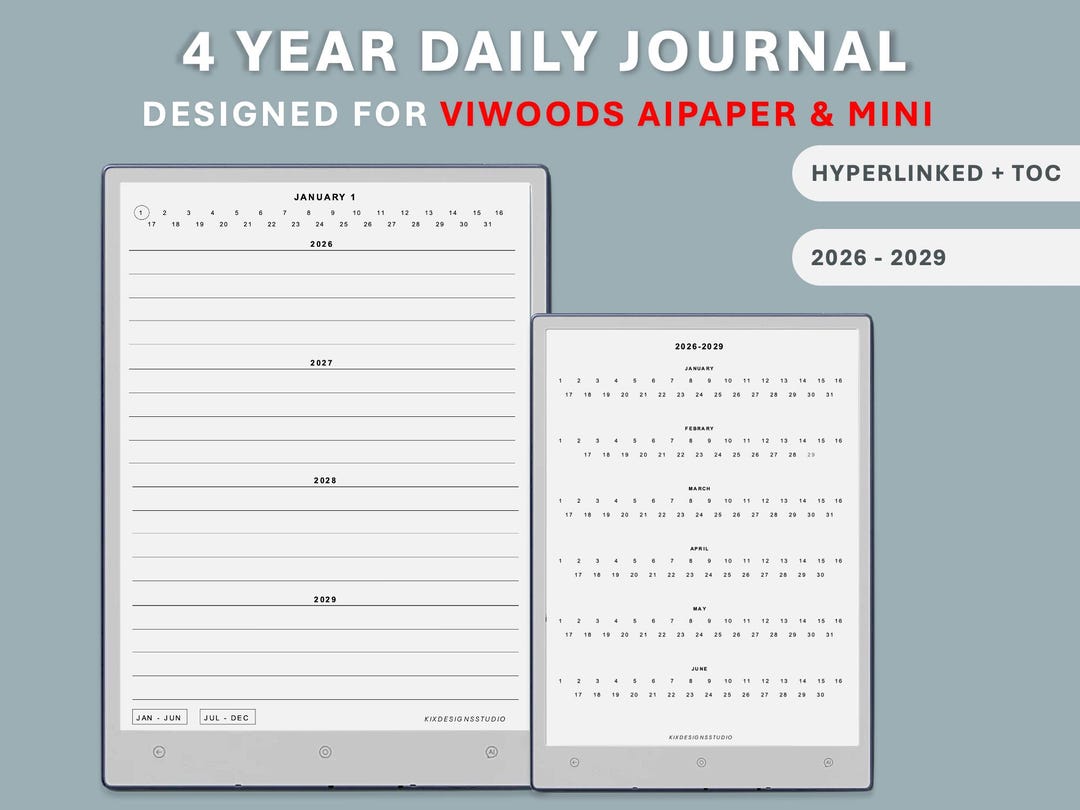 Viwoods Aipaper 4 Year Daily Journal, Hyperlinked PDF Memory Book ...