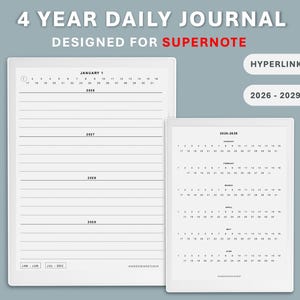 Supernote 4 Year Daily Journal, Hyperlinked PDF Memory Book (Digital Download)