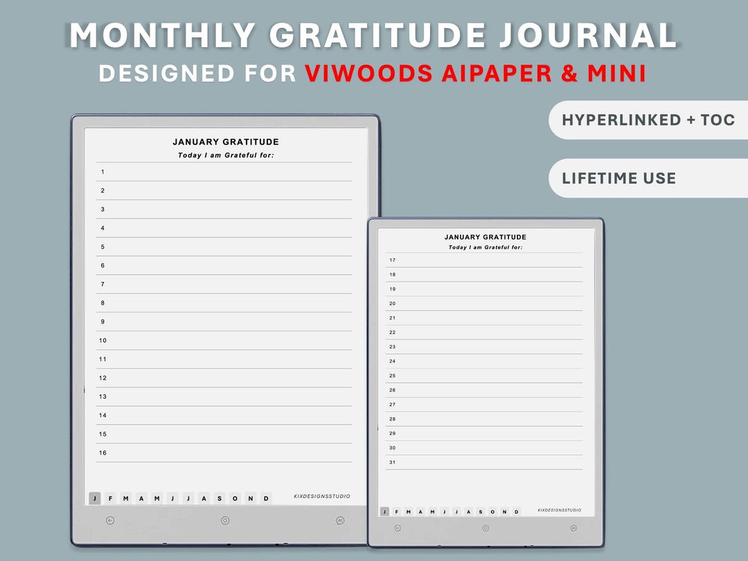 Viwoods Aipaper Monthly Gratitude Journal, Hyperlinked Digital Planner ...