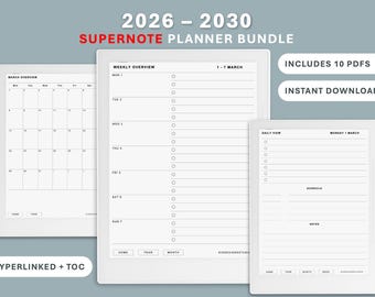 Supernote, Pacchetto completo di agende interattive (2026-2030) (Download digitale)