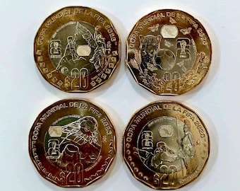 Mexico 2026 FIFA World Cup Commemorative Coin Set – 4 Bimetallic 20 Peso Coins