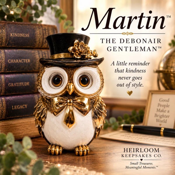Martin Owl Figurine – Meaningful Gift for Dad, Grandpa, Husband, Teacher or Mentor – Gentleman Keepsake with Story Card