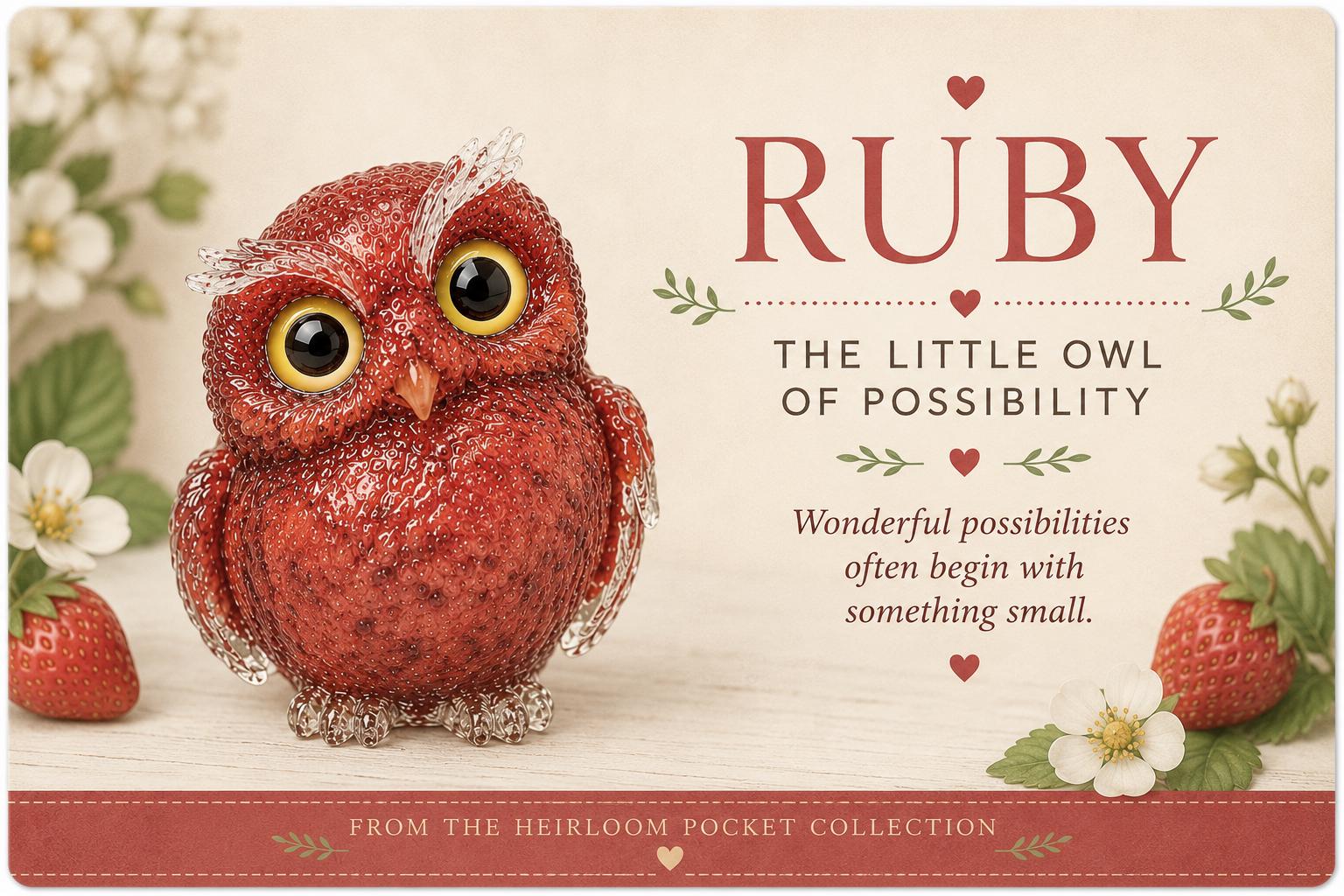 Ruby the Little Owl of Possibility | Red Jasper Pocket Owl Keepsake | Meaningful Encouragement Gift