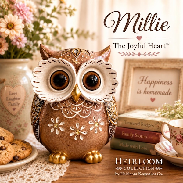 Millie Owl Figurine | Joyful Heart Keepsake | Heirloom Collection Gift