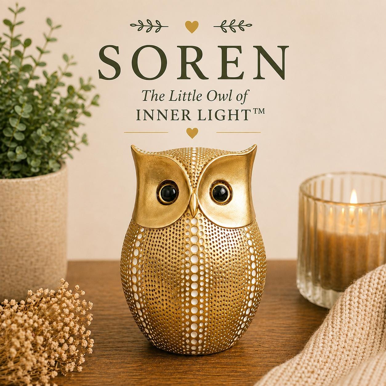 Soren Little Owl Figurine – Inner Light Encouragement Keepsake, Sympathy Decor