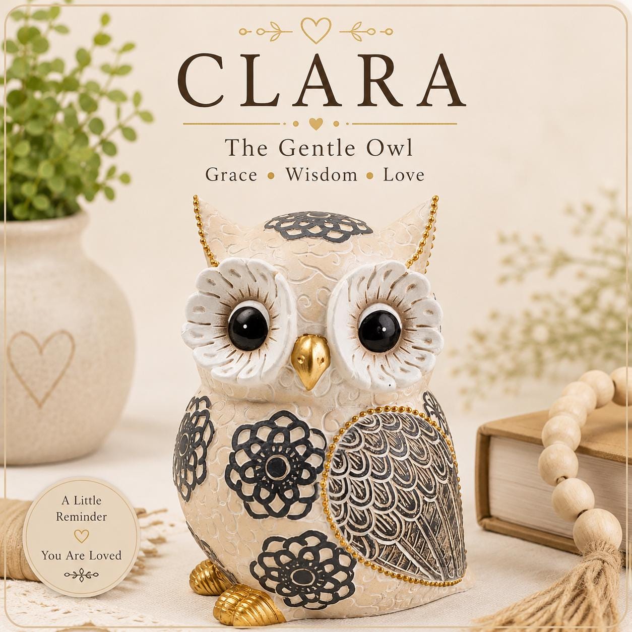 Clara Owl Figurine – Gentle Strength Keepsake, Encouragement Gift