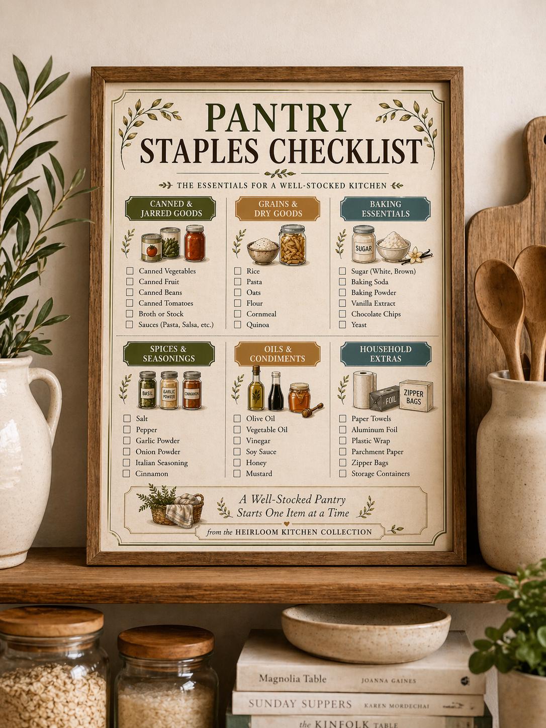 Pantry Staples Checklist, Kitchen Organization, Grocery List (PDF ...
