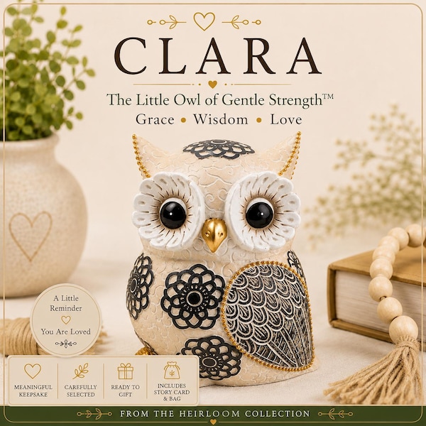 Clara Owl Figurine – Gentle Strength Keepsake, Encouragement Gift