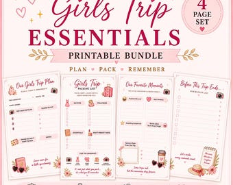 Mädchen Trip Planner, Packing Checklist, Memory Page, Bucket List (PDF Bundle)