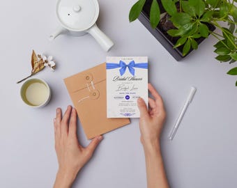 Brautparty Vorlage Bearbeitbar | 2-in-1 druckbare Duscheneinladung