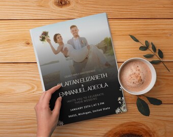 Bearbeitbare Hochzeitseinladungsvorlage Canva| Druckbare digitale einladen