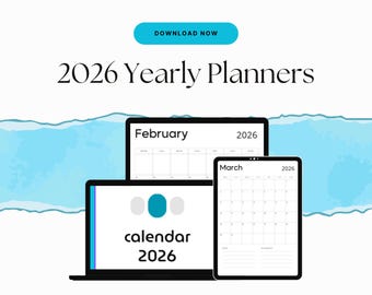 2026 Jahresplaner Kalender: Monatlicher Organizer (Digitaler Download)