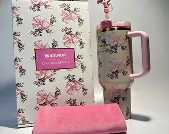Stanley X Tumbler Love Shack Fancy 40oz Holiday Rosa Beaux Blue Gift Box Cup