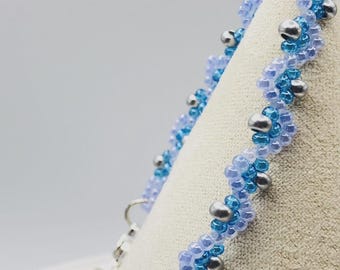 Light Blue Beaded Bracelet silver Accents Fashion minimalist NEW