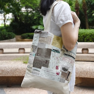 SALE Handgemachte Tote Bag / Tote Bag / Große Tote Bag / Schultertasche ~ Zeitung (SB04) RS