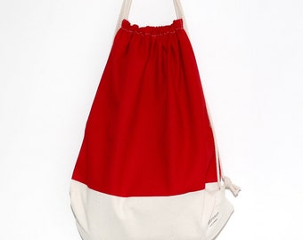 Baumwollrucksack/ Kordelzugbeutel/ Turnbeutel/ handgemachter Rucksack/ Turnbeutel/ Schwimmbeutel ~ Rainbow Serie (rot) (B20)