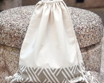 Drawstring backpack/ Cotton backpack/ Drawstring bag/ handmade backpack/ Gym bag/ Swim bag ~ Beautiful pattern (B105)