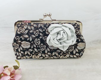 Wedding clutch,  evening purse,  party bag chiffon flower clutch,  wedding purse, bridal bridesmaid gift CH005