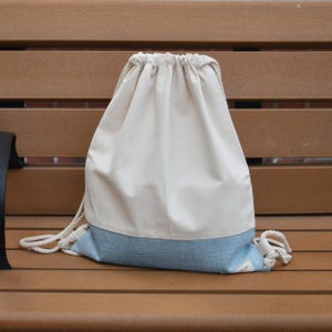 Kordelzugbeutel / Baumwollrucksack / Zugbeutel / handgemachter Rucksack / Turnbeutel / Schwimmbeutel ~ Simple Serie - Hellblau (B225) RS