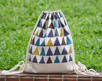 Mochila con cordón ajustable / Mochila de algodón / Bolsa con cordón ajustable / Mochila hecha a mano / Bolsa de gimnasio / Bolsa de natación ~ (B182) RS