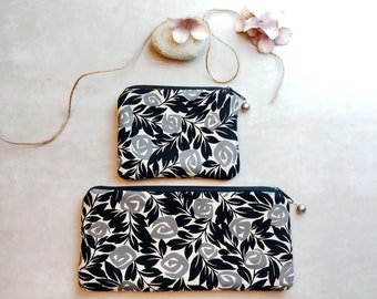 Set of 2 - Large zipper pouch, Pencil pouch, Cosmetic bag, Small zipper bag, Coin purse (PS-0013)