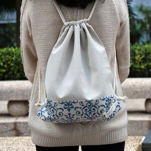 SALE Drawstring backpack/ Cotton backpack/ Drawstring bag/ handmade backpack/ Gym bag/ Swim bag ~ Damask (B66) RS