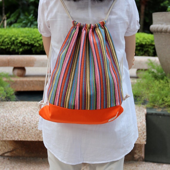 Colorful Patterned Backpack with Drawstring Pouches Malong Batik Drawstring Backpack Purse Bag - Etsy main image 4