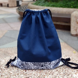 Drawstring backpack/ Cotton backpack/ Drawstring bag/ handmade backpack/ Gym bag/ Swim bag ~ Damask (B75)