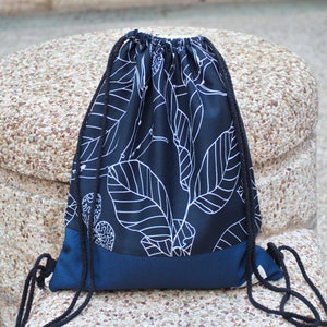 Kordelzugbeutel/ Baumwollrucksack/ Zugbeutel/ handgemachter Rucksack/ Turnbeutel/ Schwimmbeutel ~ große Blätter (B48)
