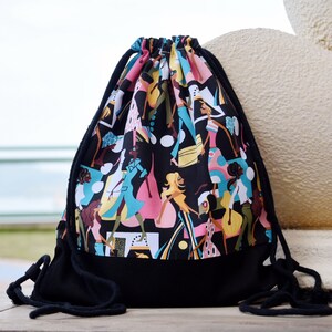SALE Drawstring backpack/ Cotton backpack/ Drawstring bag/ handmade backpack/ Gym bag/ Swim bag ~  Brown fountain (B123) RS/L1