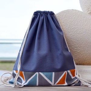 Drawstring backpack/ Cotton backpack/ Drawstring bag/ handmade backpack/ Gym bag/ Swim bag ~ (B139)