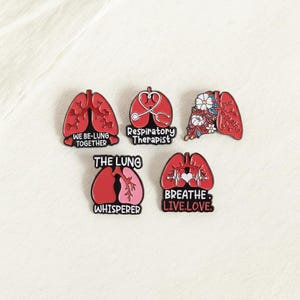 Respiratory Therapist Enamel Pin Set, Lung Brooch Collection, Breathe Live Love Medical Pins for Nurses RT Students Jackets Bags