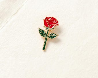 Red Rose Enamel Pin, Romantic Flower Brooch, Vintage Botanical Lapel Pin for Jackets Bags Backpacks, Gift for Her, Rose Lover