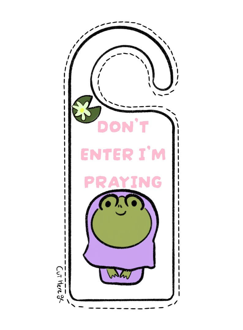 Cute Frog Hijabi | I'm Praying Do Not Enter, Do Not Disturb Sign ...